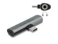 Delock - USB-C zu Kopfhöreranschluss / Ladeadapter - 24 pin USB-C männlich zu Mini-Stecker, 24 pin USB-C weiblich - Grau