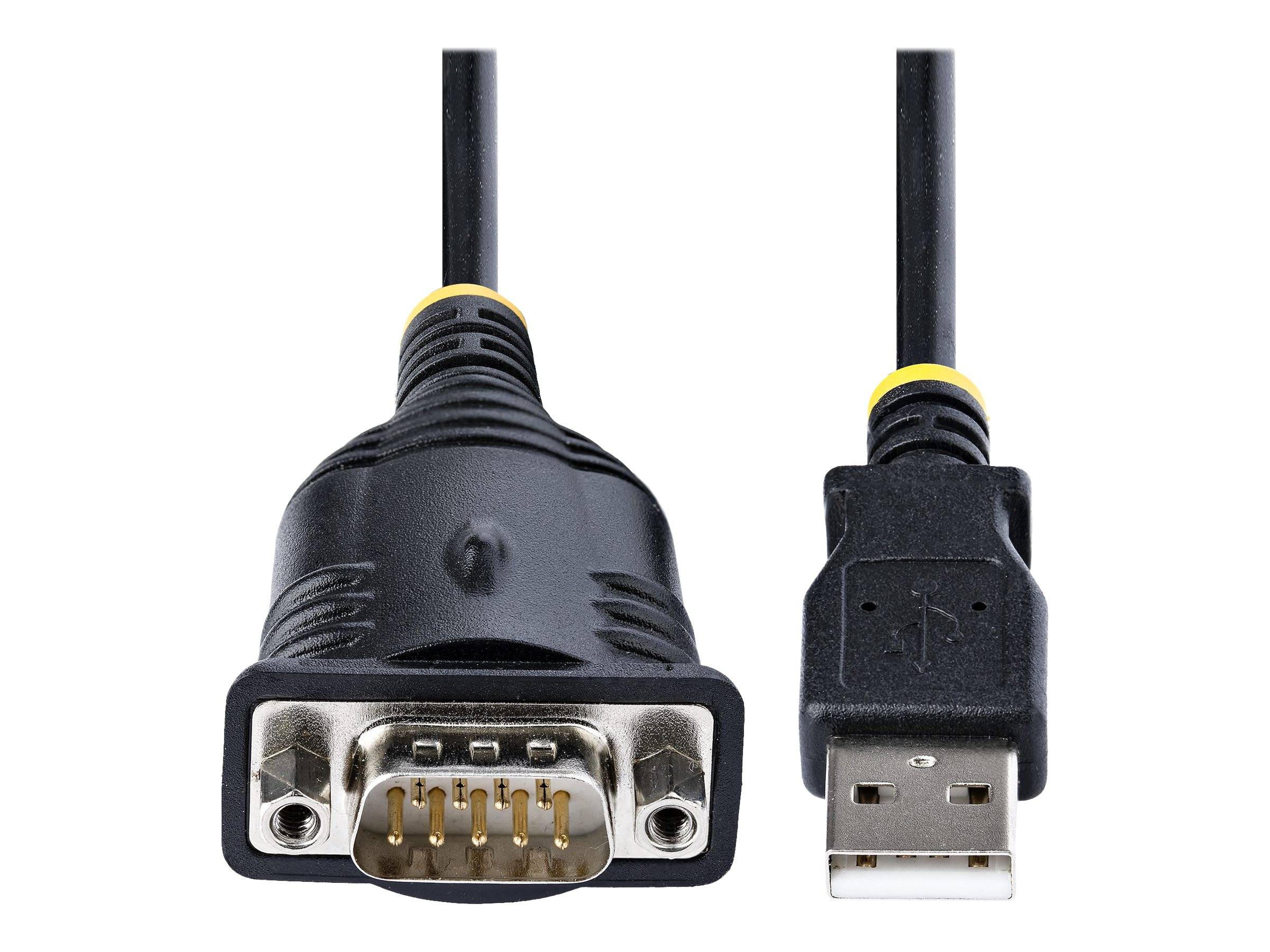 StarTech.com 3ft (1m) USB to Serial Cable, DB9 Male RS232 to USB Converter, USB to Serial Adapter for PLC/Printer/Scanne