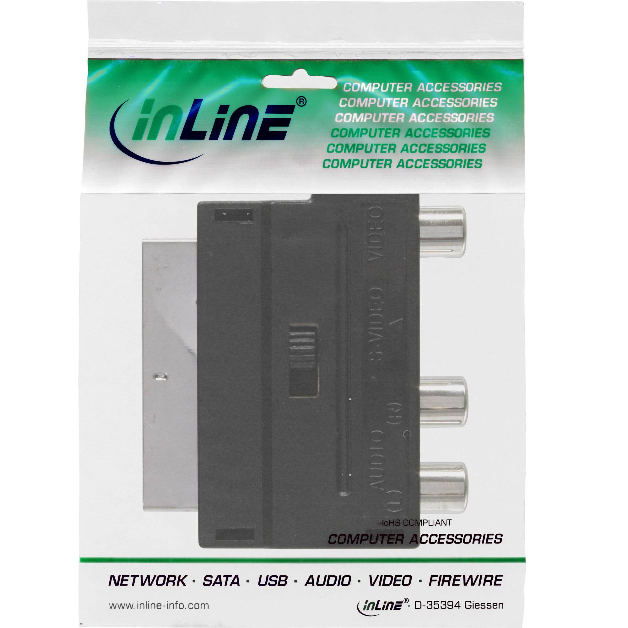 INLINE - Scart Adapter - Scart (in/out) an 3x Cinch Buchse und 1x S-VHS Buchse