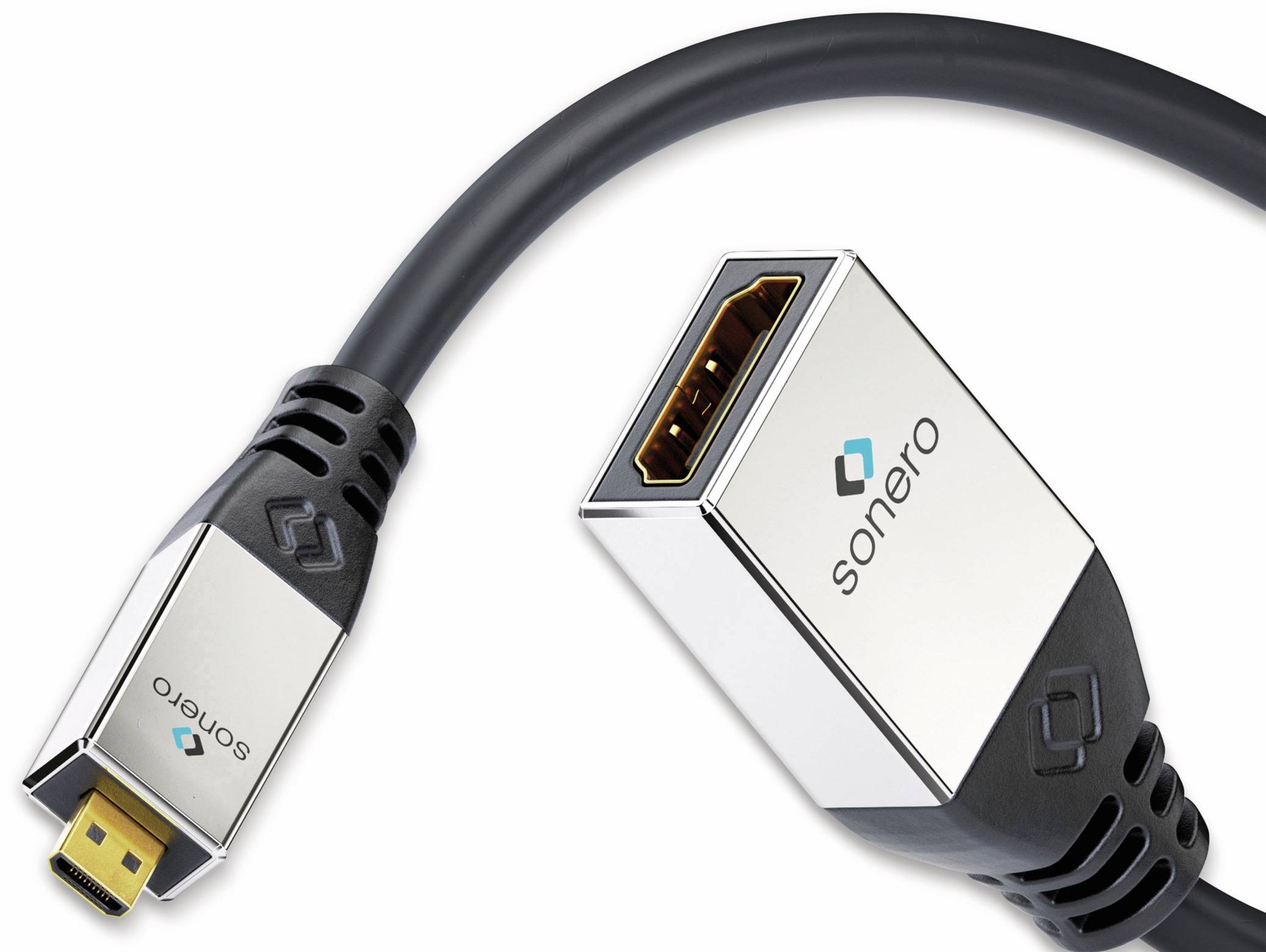 SONERO HDMI-Adapter Metallstecker, 0,25 m, micro-Stecker/Kupplung
