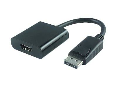 DisplayPort zu HDMI Adapterkabel mit schwarzen Anschlüssen auf weißem Hintergrund