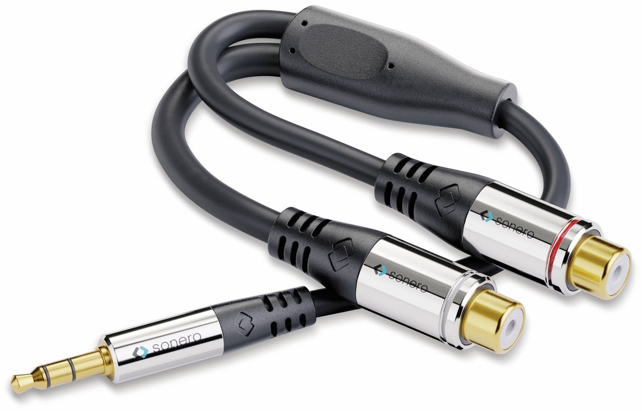 SONERO Audioadapter 0,20 m, Klinkenstecker auf 2x Cinchbuchse