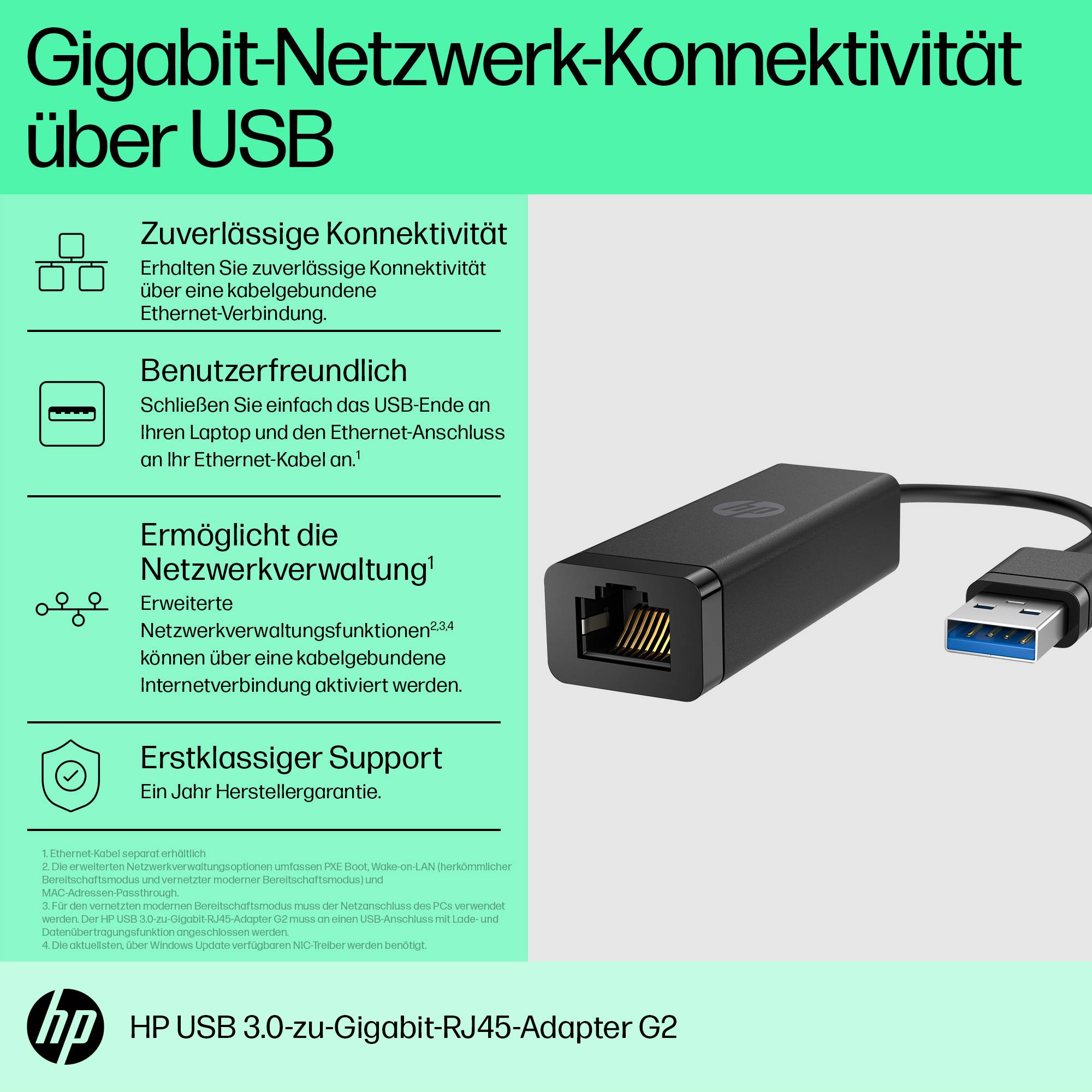 HP USB 3.0 to RJ45 Adapter G2 - Netzwerkadapter