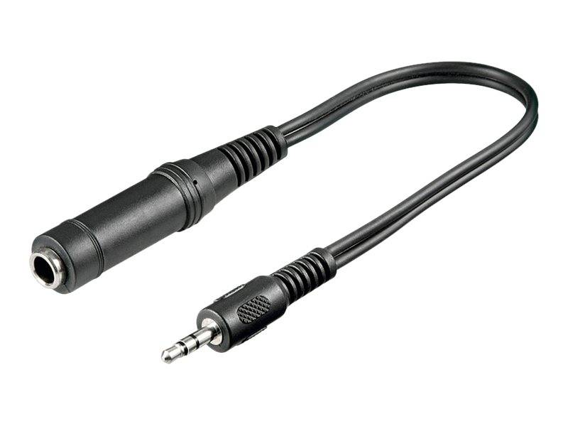 3,5-mm-Audioadapterkabel mit einer Buchse an einem Ende und einem Stecker am anderen Ende, verwendet zum Anschluss von Kopfhörern oder Audiogeräten.