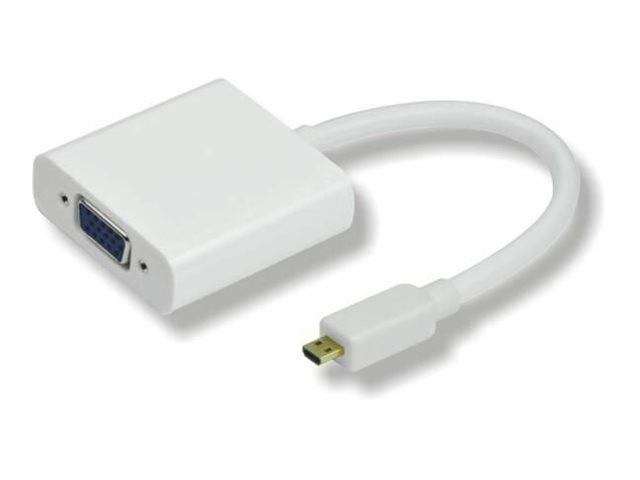 Weißes Mini-DisplayPort-zu-VGA-Adapterkabel mit weißem Steckerblock und blauem weiblichen VGA-Anschluss