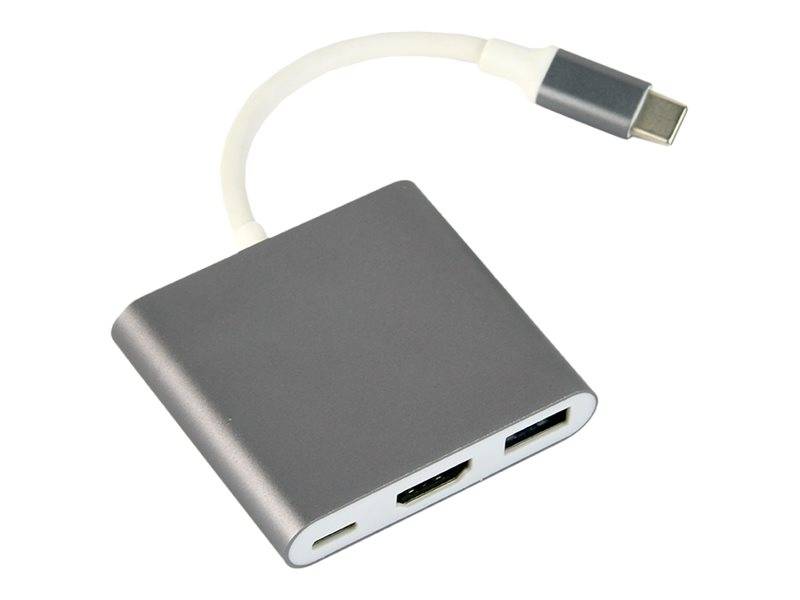 Gembird A-CM-HDMIF-02-SG - Videoadapter - 24 pin USB-C männlich zu HDMI, USB Typ A, USB-C (nur Spannung)