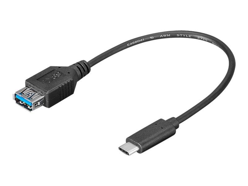 USB-A-auf-USB-C-Adapterkabel auf weißem Hintergrund.
