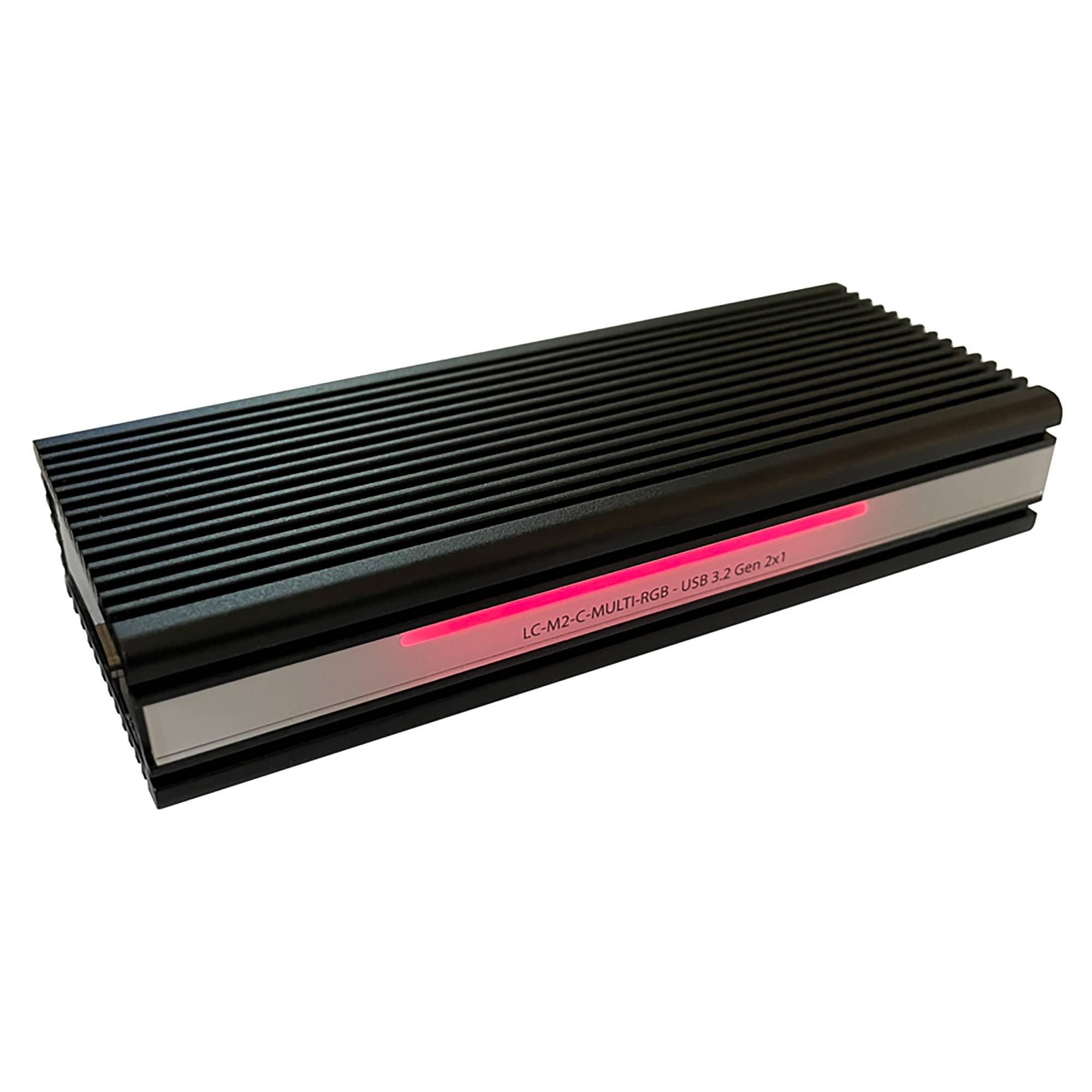 LC-POWER - LC Power LC-M2-C-MULTI-RGB - Speichergehäuse - M.2 - M.2 NVMe Card / SATA 10Gb/s - USB 3.2 (Gen 2)