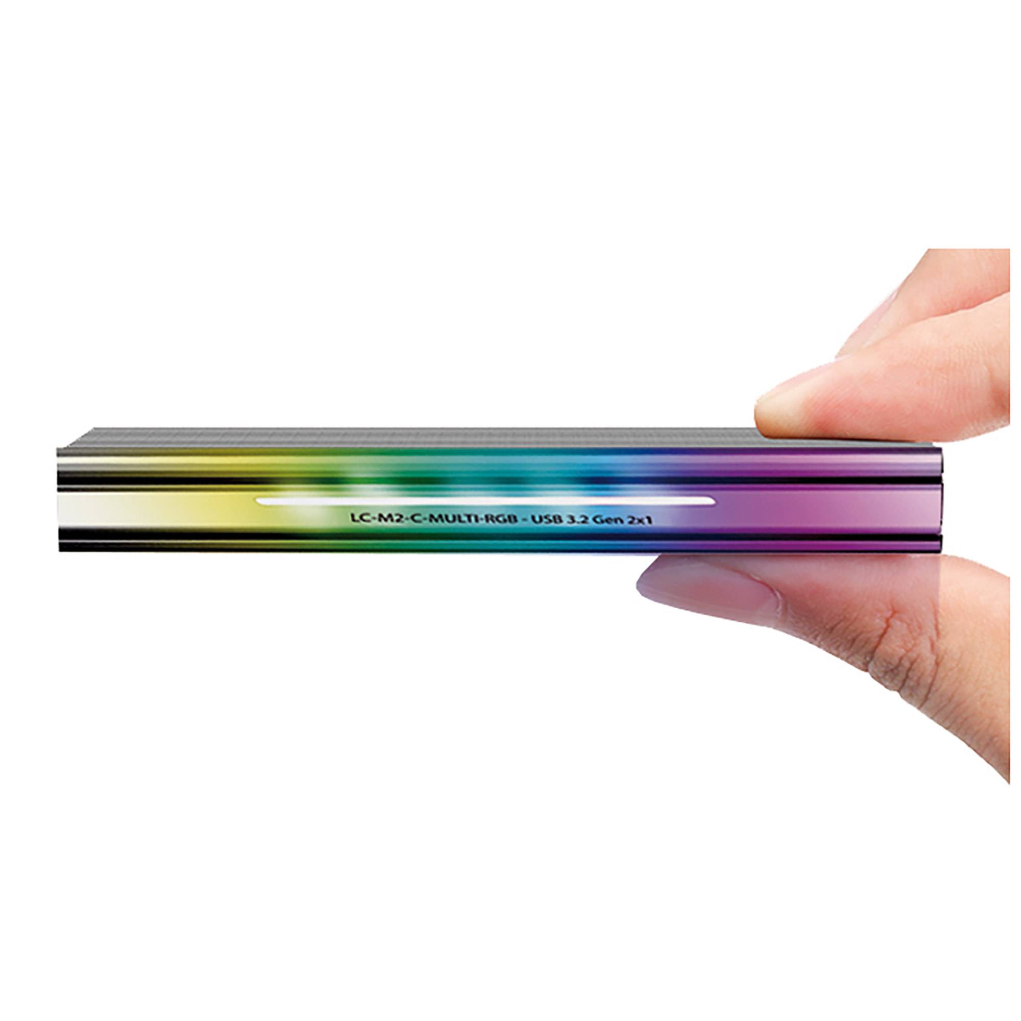LC-POWER - LC Power LC-M2-C-MULTI-RGB - Speichergehäuse - M.2 - M.2 NVMe Card / SATA 10Gb/s - USB 3.2 (Gen 2)