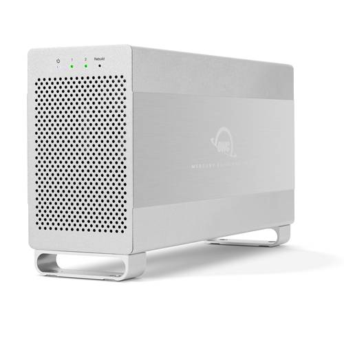 Silbergrauer Desktop-Computer-Tower mit perforierter Frontplatte, Statusleuchten und gebogener Basis auf weißem Hintergrund.