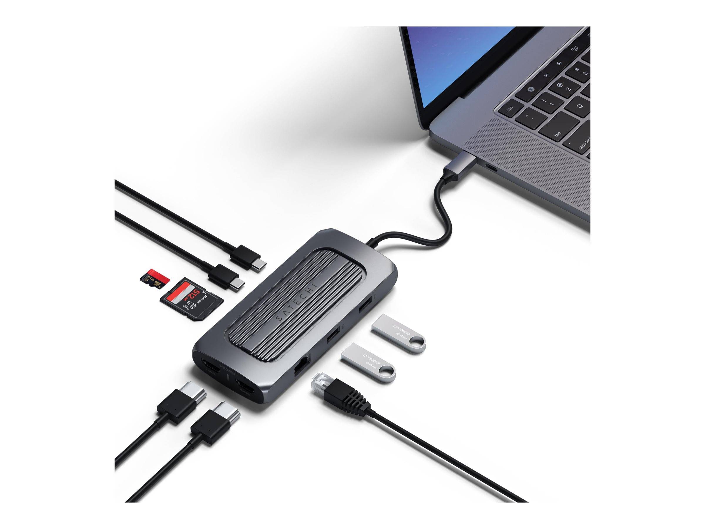 Satechi USB-C Multiport MX Adapter Space GrauZwei 4K HDMI-Anschlüsse /