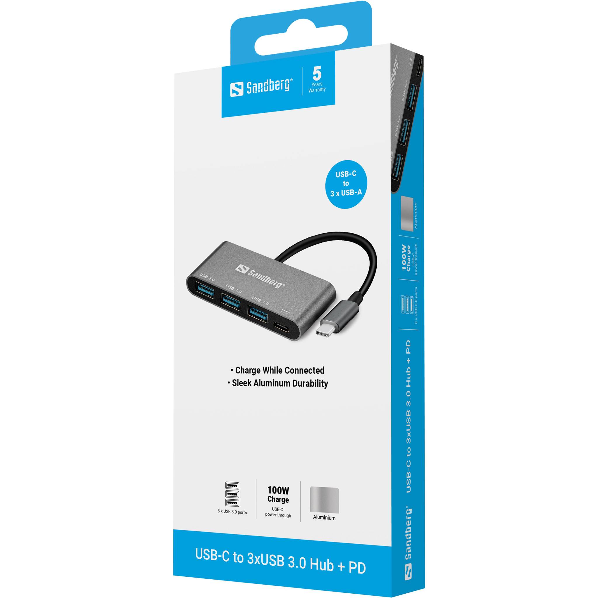 SANDBERG USB-C to 3 x USB 3.0 Converter - USB-Adapter