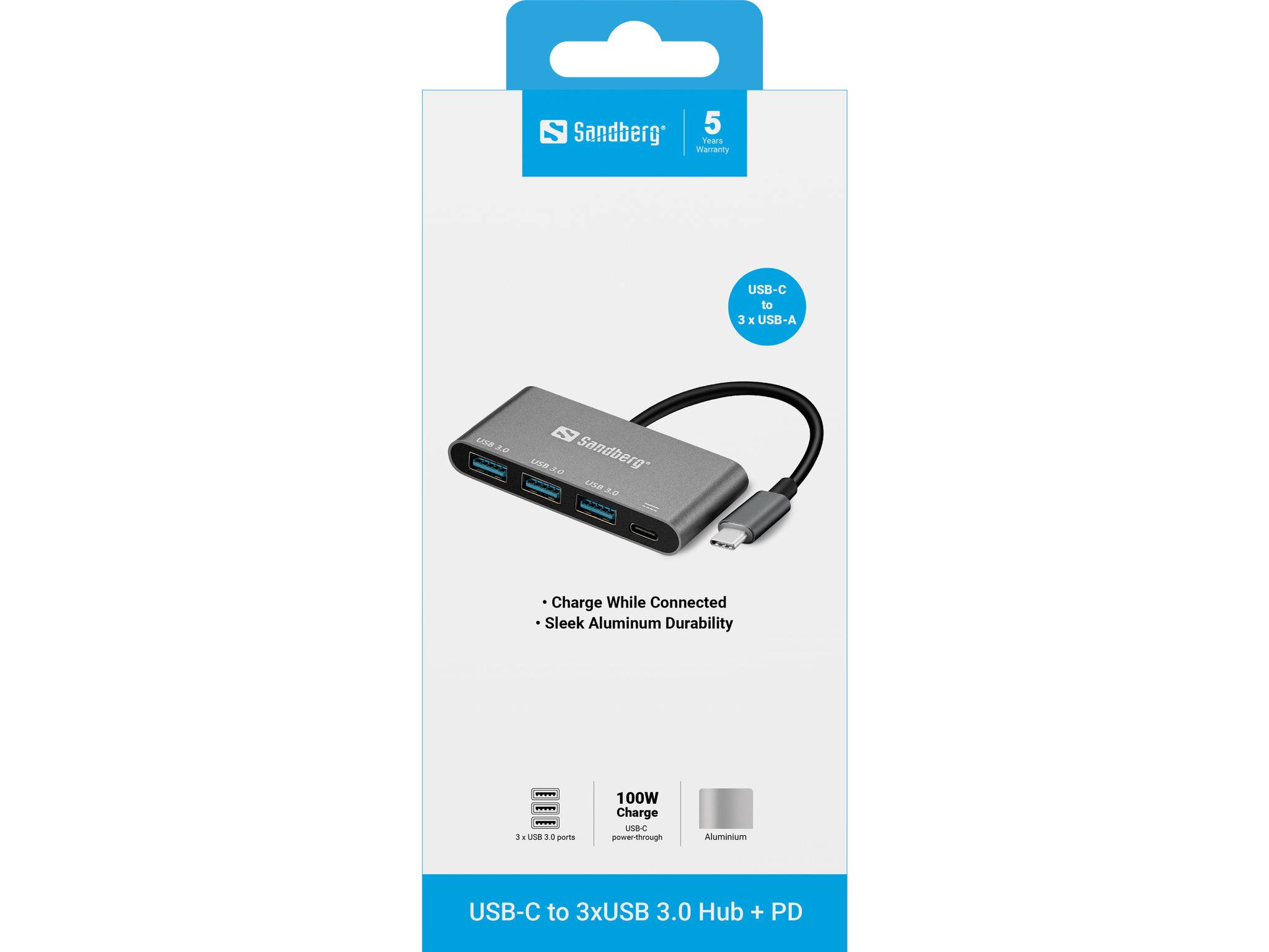 SANDBERG USB-C to 3 x USB 3.0 Converter - USB-Adapter