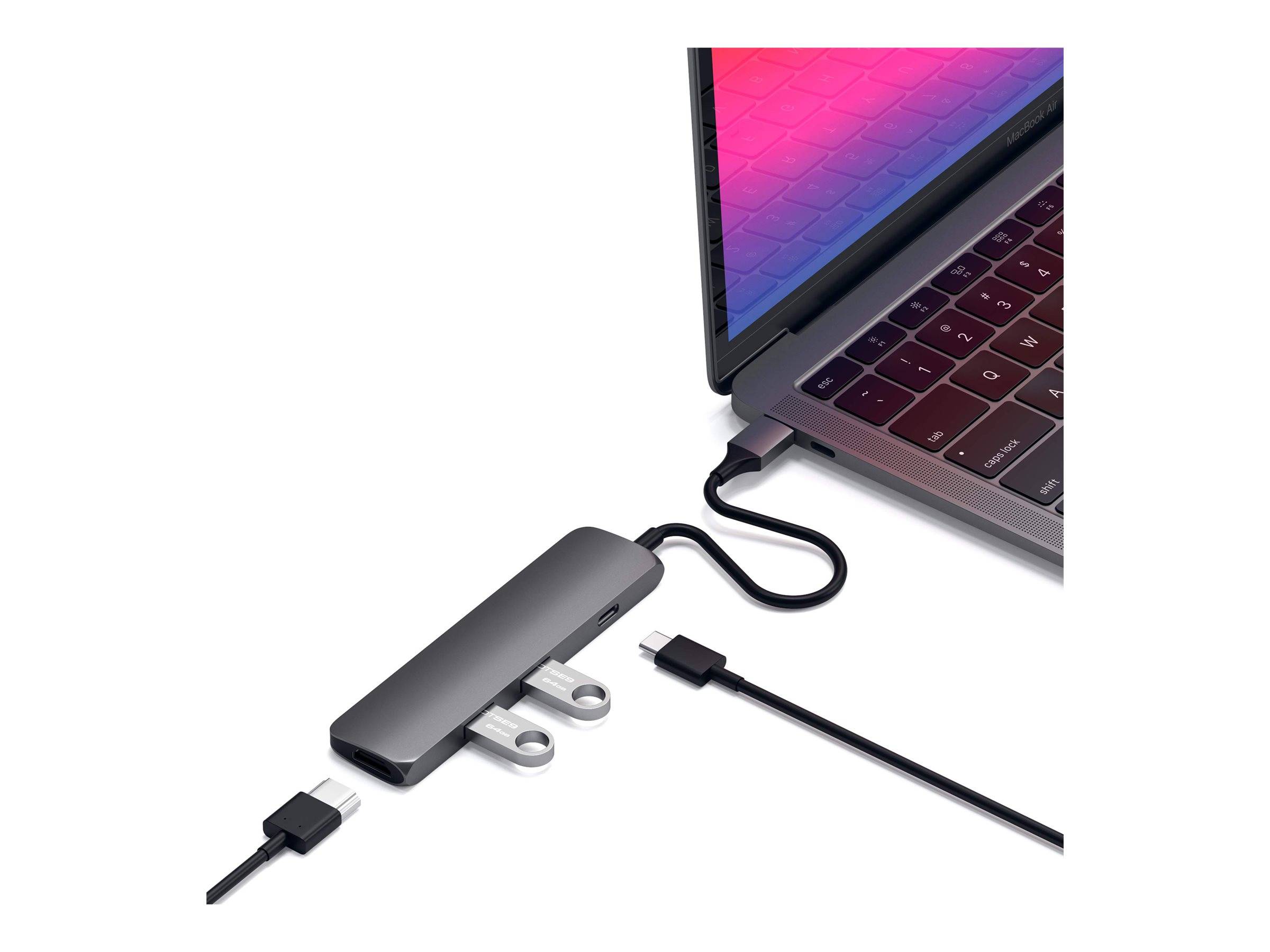 Satechi Type-C USB Passthrough HDMI Hub space grayUSB-Typ C Adapter mit 1x 4K