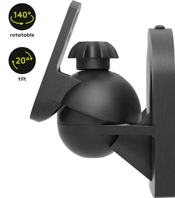 goobay Lautsprecher Wandhalterung universal für Lautsprecher schwenk- und neigbar bis max. 3,5kg schwarz (1er Faltschachtel)