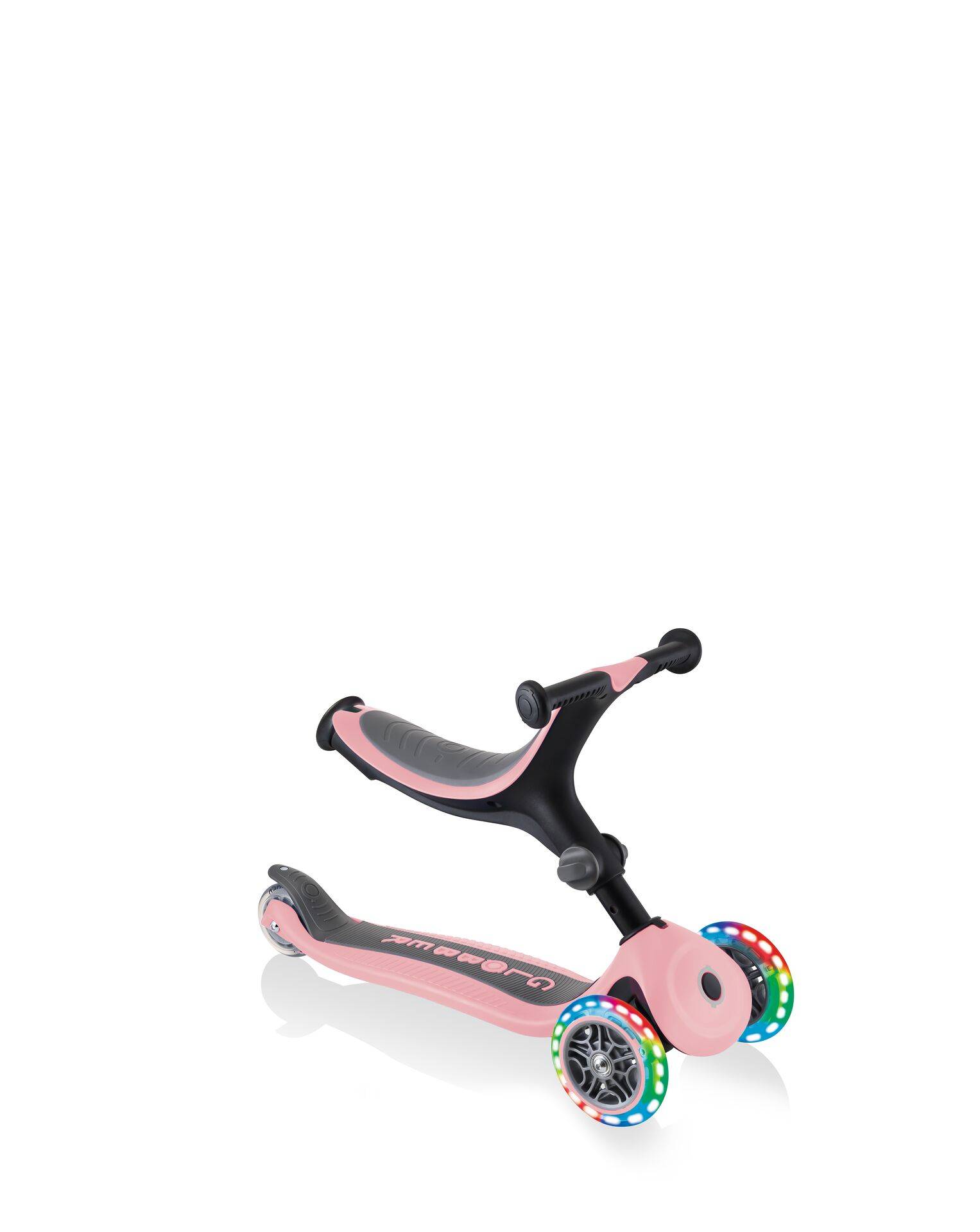 GLOBBER GO-UP FOLDABLE LIGHTS pastellrosa, mit Leuchtrollen