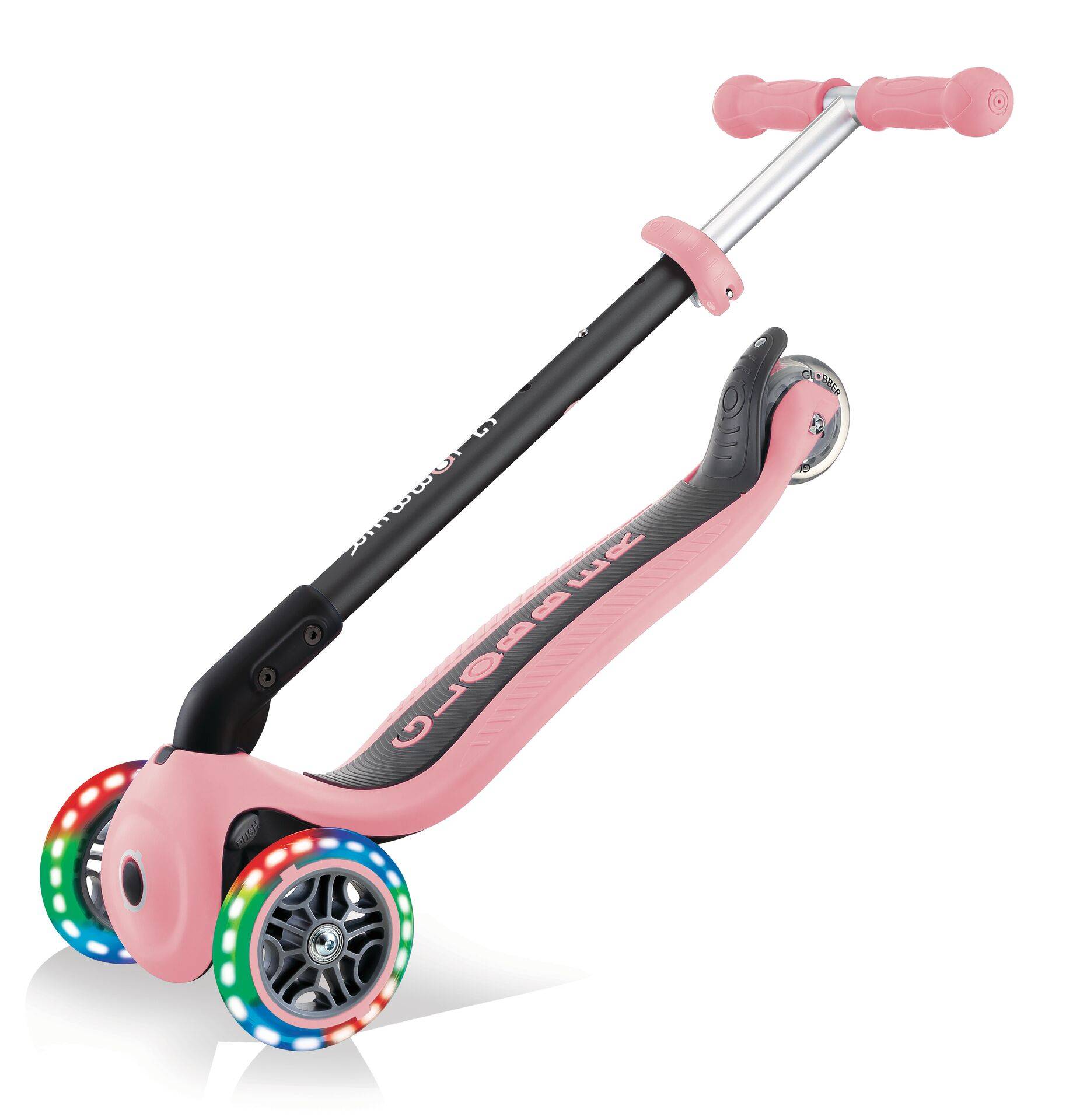 GLOBBER GO-UP FOLDABLE LIGHTS pastellrosa, mit Leuchtrollen