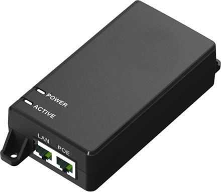 Microconnect POEINJ-60W-UK, Gigabit Ethernet, 1000 Mbit/s, IEEE 802.3af, Cat5, Schwarz, Überstrom