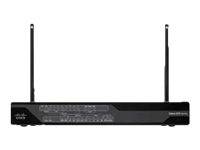 Schwarzer kabelloses Netzwerk-Router mit zwei aufrechten Antennen auf einem einfachen weißen Hintergrund.