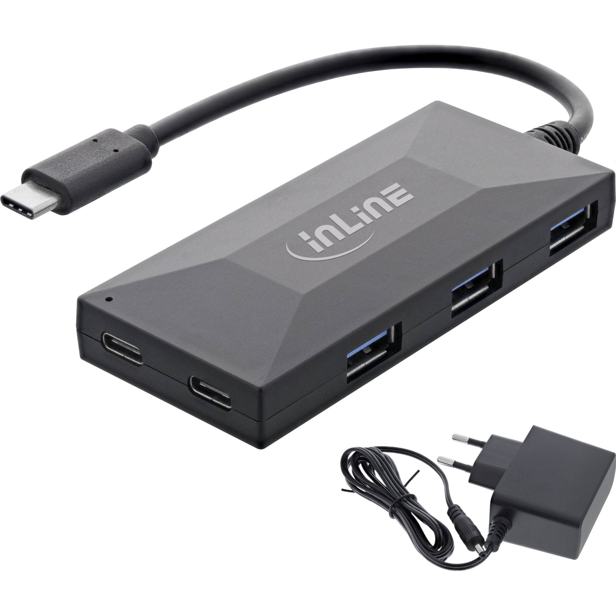 INLINE - USB 3.2 Gen.1 Hub - USB-C zu 2 Port USB-C und 3 Port USB-A - mit PSU