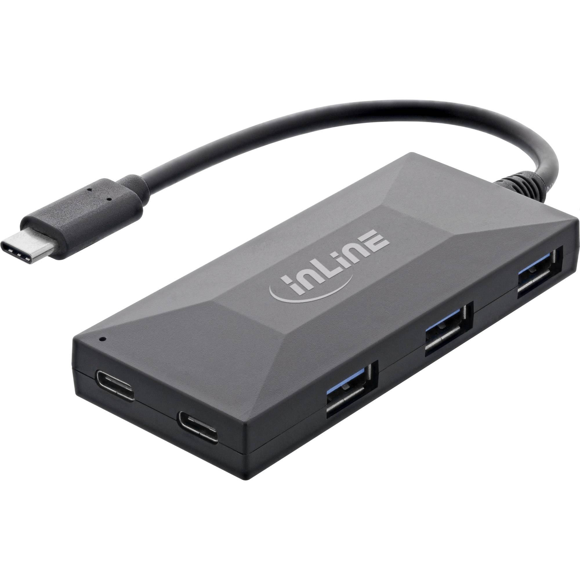 INLINE - USB 3.2 Gen.1 Hub - USB-C zu 2 Port USB-C und 3 Port USB-A - ohne PSU