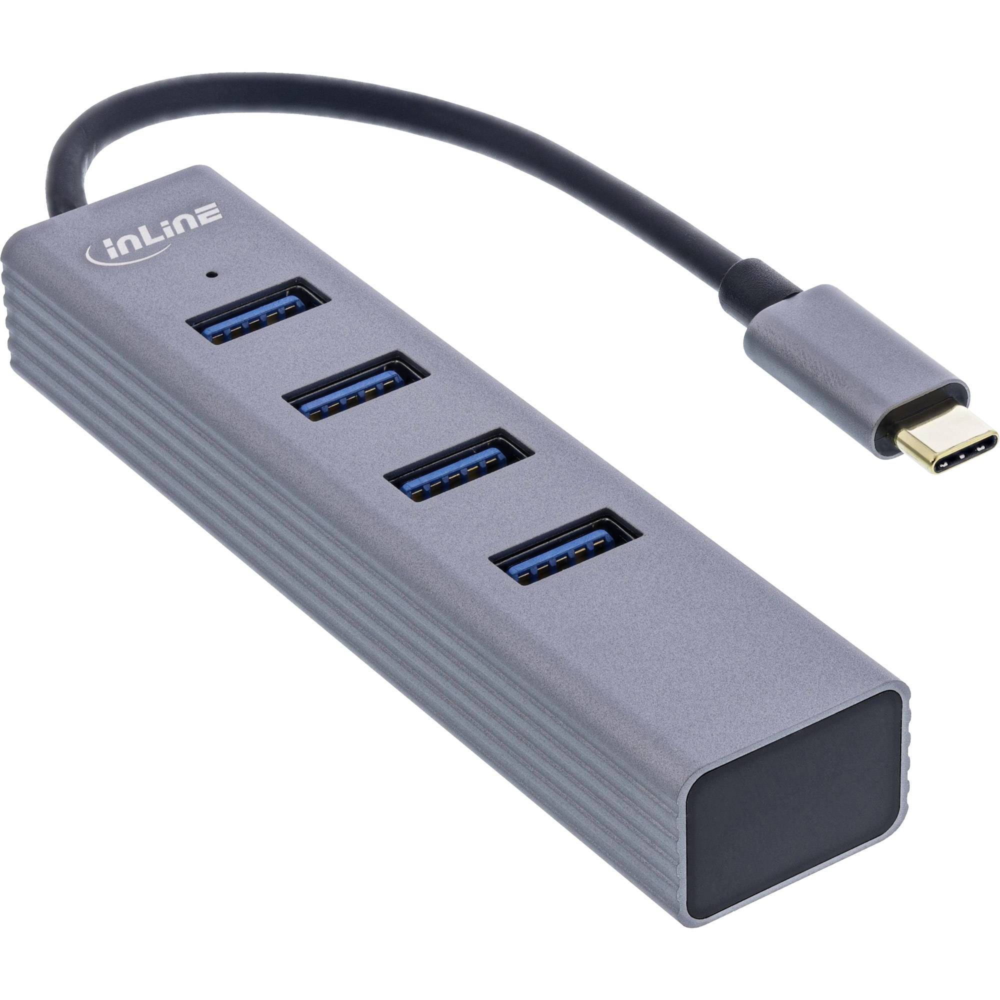 INLINE - USB-C 3.2 Multi Hub (4x USB-A 5Gb/s) - OTG - Aluminiumgehäuse