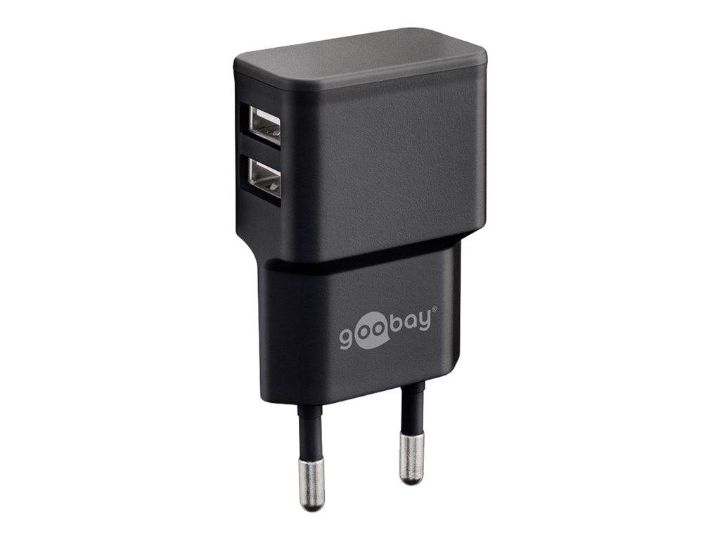 WENTRONIC - goobay Dual USB charger - Netzteil - 12 Watt - 2.4 A - 2 Ausgabeanschlussstellen (USB)