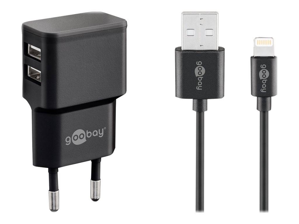 WENTRONIC - goobay - Netzteil - 12 Watt - 2.4 A - 2 Ausgabeanschlussstellen (USB)