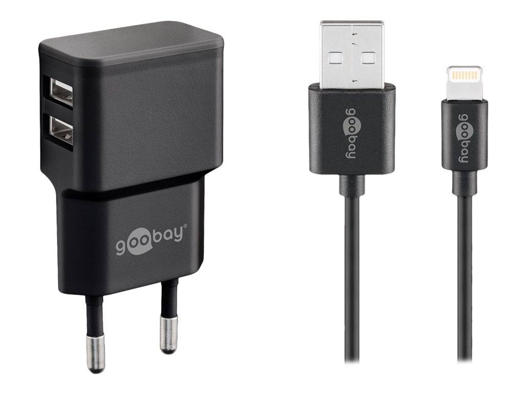 WENTRONIC - goobay - Netzteil - 12 Watt - 2.4 A - 2 Ausgabeanschlussstellen (USB)