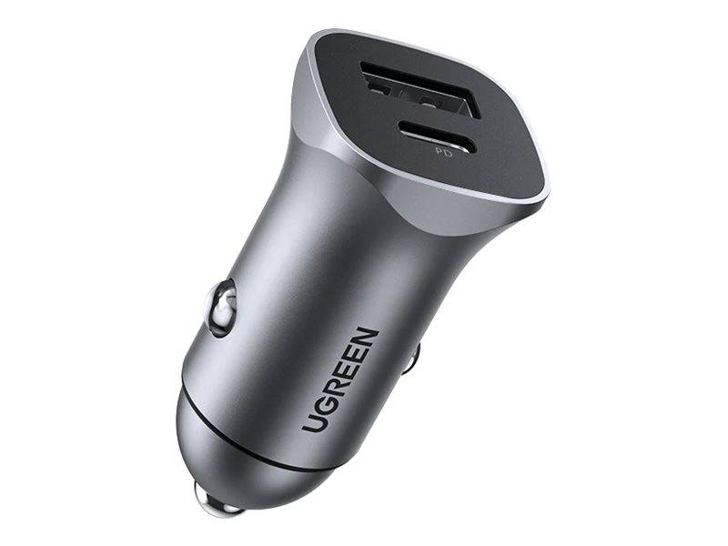 Ugreen - Auto-Netzteil - 18 Watt - 3 A - PD 3.0, QC 4.0 - 2 Ausgabeanschlussstellen (USB, 24 pin USB-C)