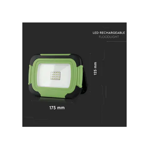 V-TAC LED-Fluter VT-10-R, 10 W, 4000 K 700 lm, Akkubetrieb, grün/schwarz V-TAC LED-Fluter VT-10-R, 10 W, 4000 K 700 lm, Akkubetrieb, grün/schwarz
