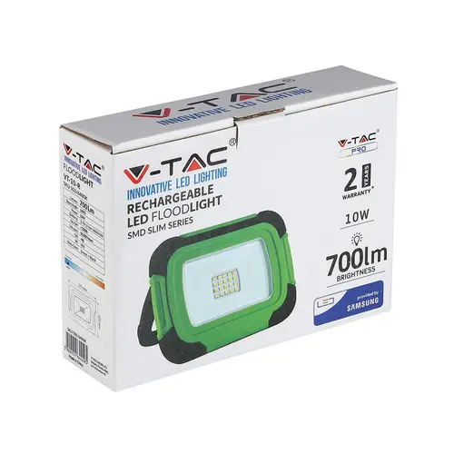 V-TAC LED-Fluter VT-10-R, 10 W, 4000 K 700 lm, Akkubetrieb, grün/schwarz V-TAC LED-Fluter VT-10-R, 10 W, 4000 K 700 lm, Akkubetrieb, grün/schwarz