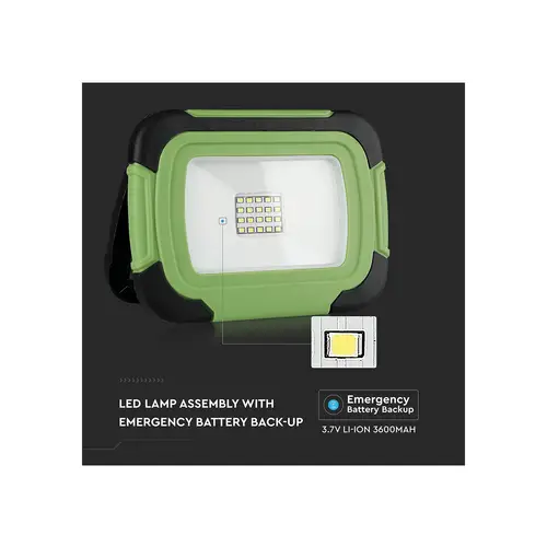 V-TAC LED-Fluter VT-10-R, 10 W, 4000 K 700 lm, Akkubetrieb, grün/schwarz V-TAC LED-Fluter VT-10-R, 10 W, 4000 K 700 lm, Akkubetrieb, grün/schwarz