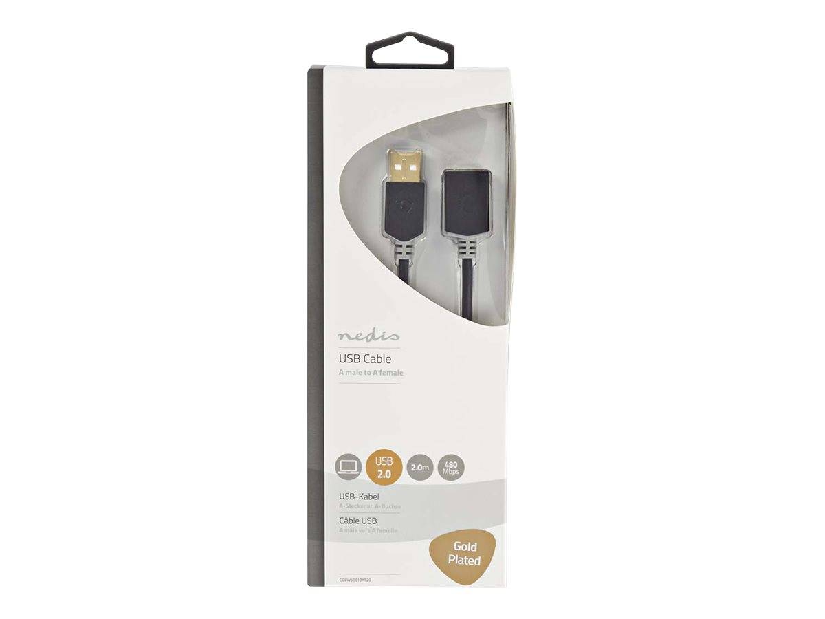 Nedis USB-Kabel | USB 2.0 | USB-A Stecker | USB-A Buchse | 480 Mbps | Vergoldet