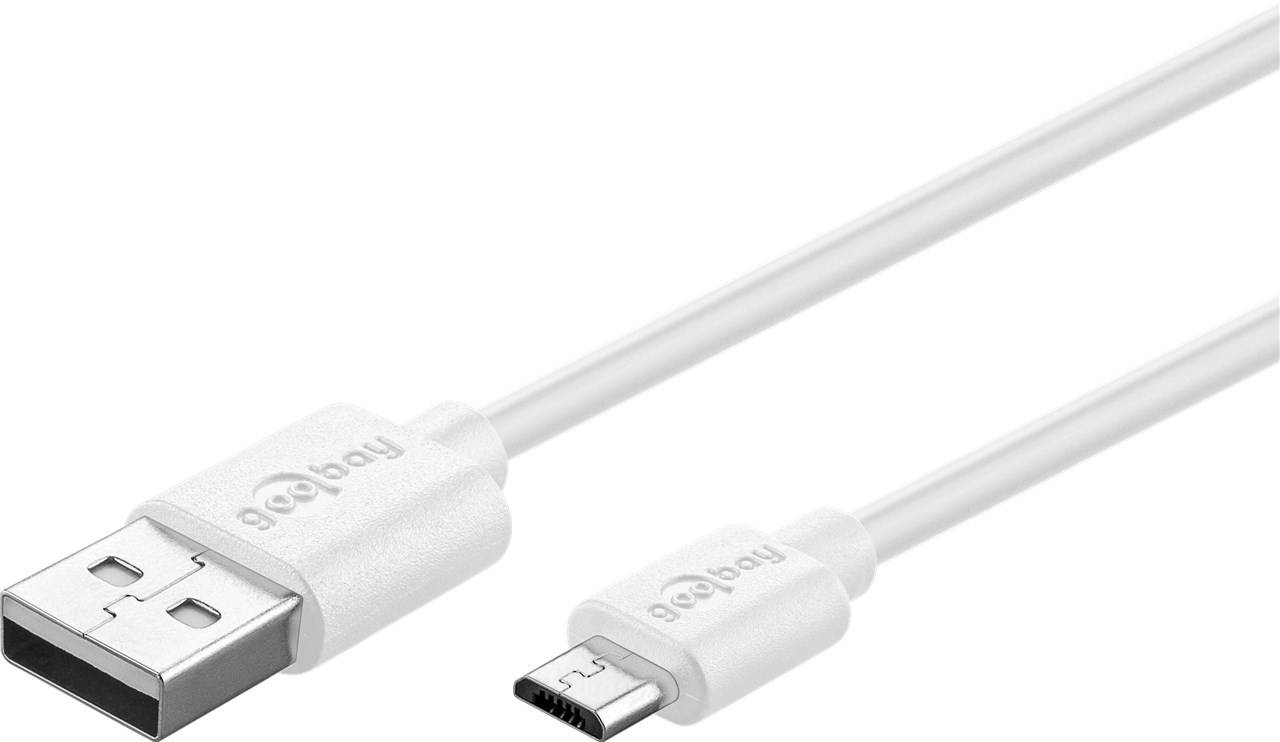 goobay Micro USB Schnelllade und Synchronisationskabel weiß 1 m