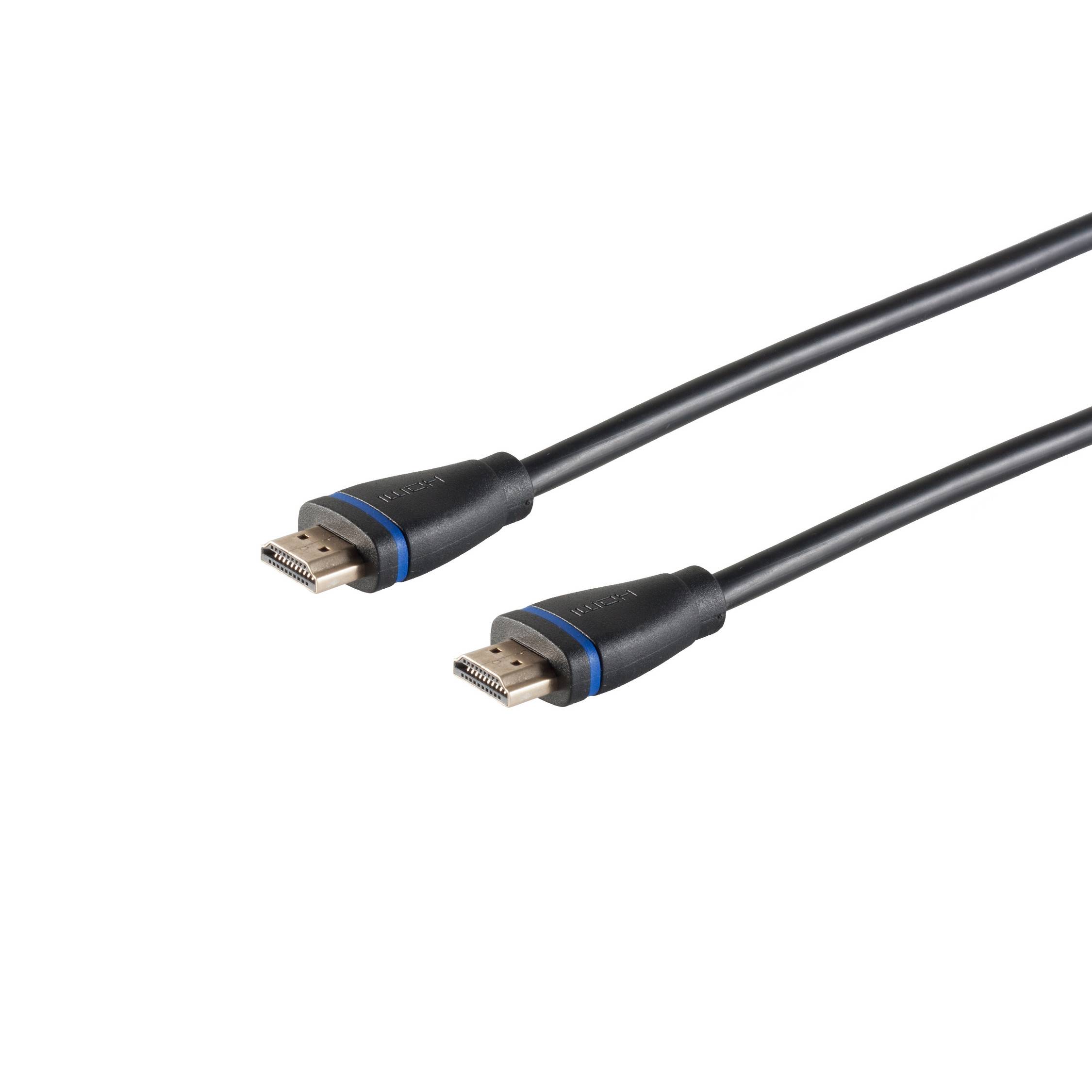 Zwei schwarze HDMI-Kabel mit Metallsteckern auf weißem Hintergrund.