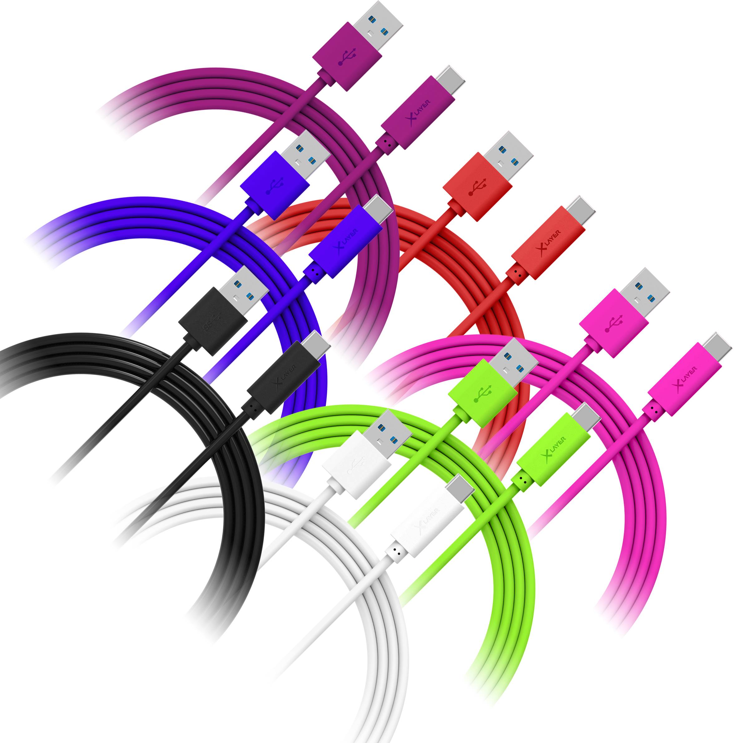 Kabel XLayer Colour Line Typ C auf USB Typ A 3.0 1 m Red