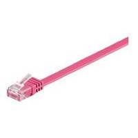Ein rosa Ethernet-Kabel mit einem RJ45-Stecker an einem Ende.