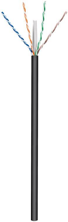 goobay CAT 6 Outdoor Netzwerkkabel U/UTP soldie kupferkaschiertes Aluminium schwarz 100 m