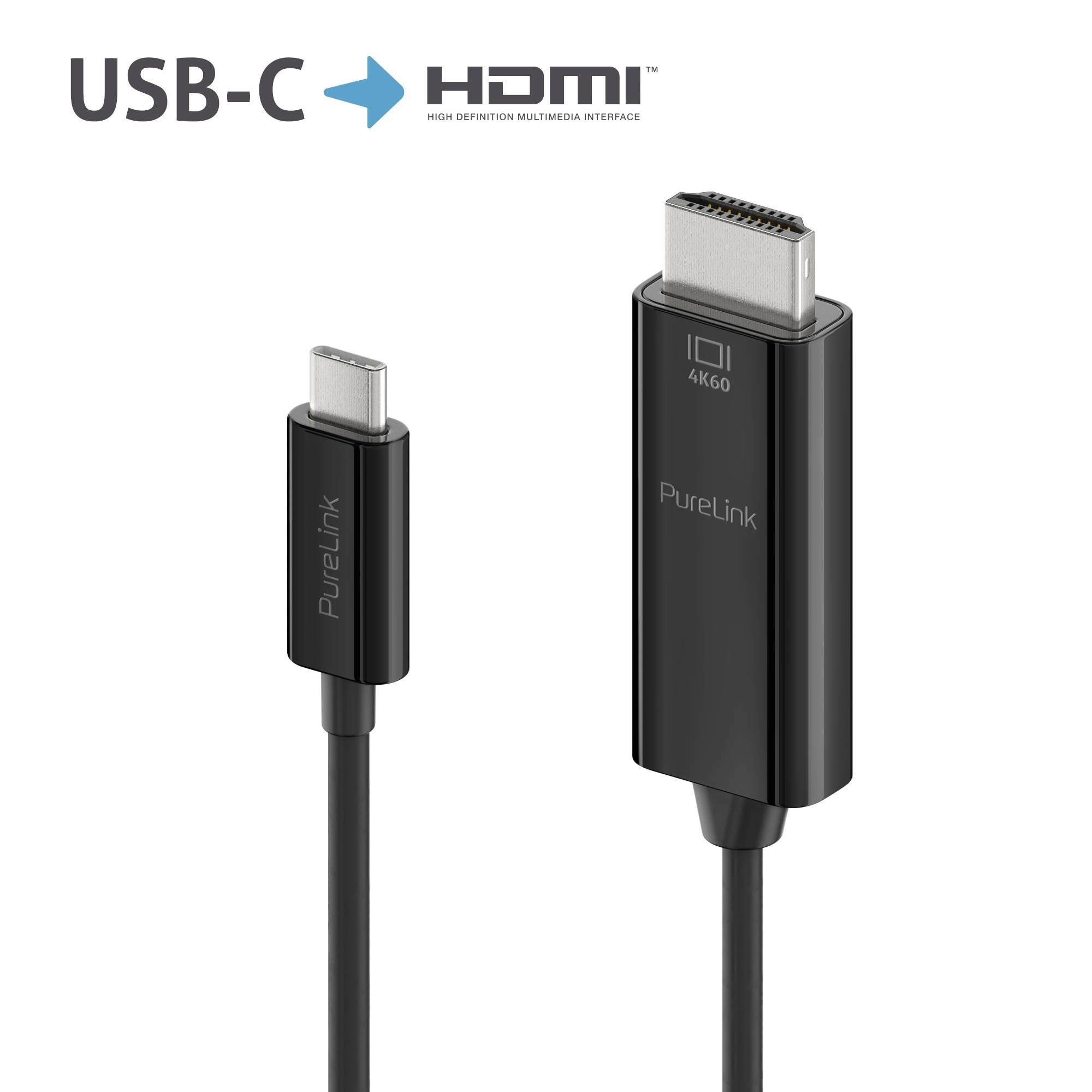 USB-C-zu-HDMI-Adapterkabel, dargestellt mit beiden Anschlüssen und „4K60"-Branding am HDMI-Ende.