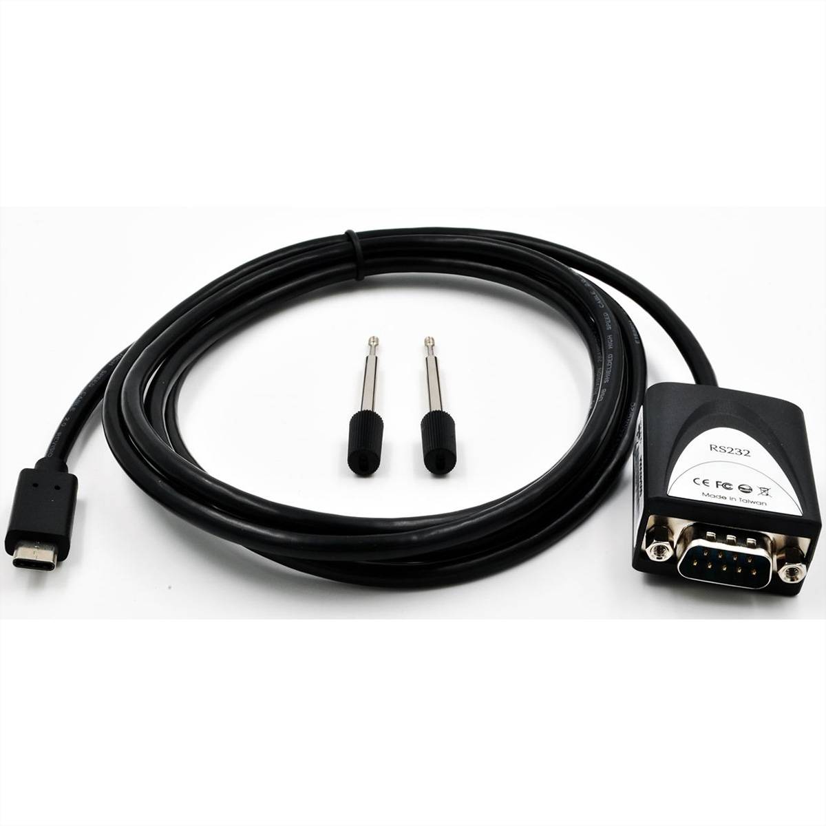 EXSYS EX-2311-2IS USB2.0 C zu 1 x RS-232 1,8m 15KV Überspannungsschutz FTDI Chip-Set, schwarz, 1,8 m