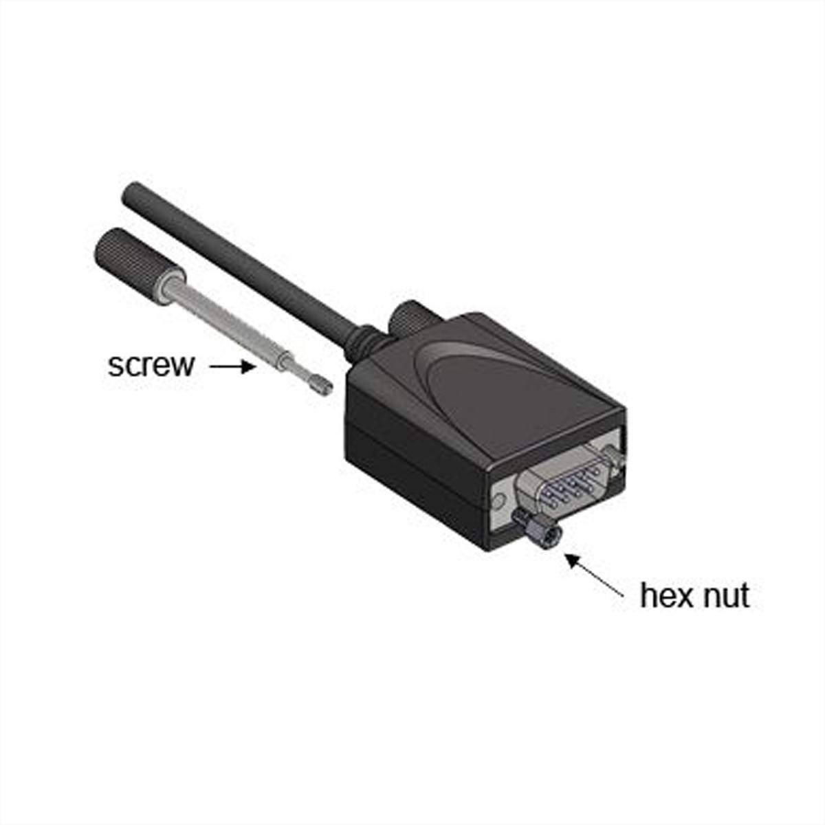 EXSYS EX-2311-2IS USB2.0 C zu 1 x RS-232 1,8m 15KV Überspannungsschutz FTDI Chip-Set, schwarz, 1,8 m