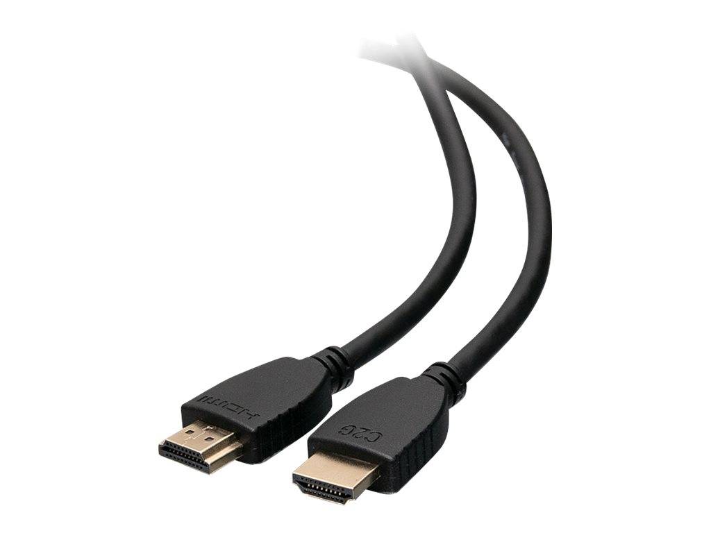 Zwei HDMI-Stecker (männlich) an einem schwarzen Kabel angebracht, auf weißem Hintergrund dargestellt.