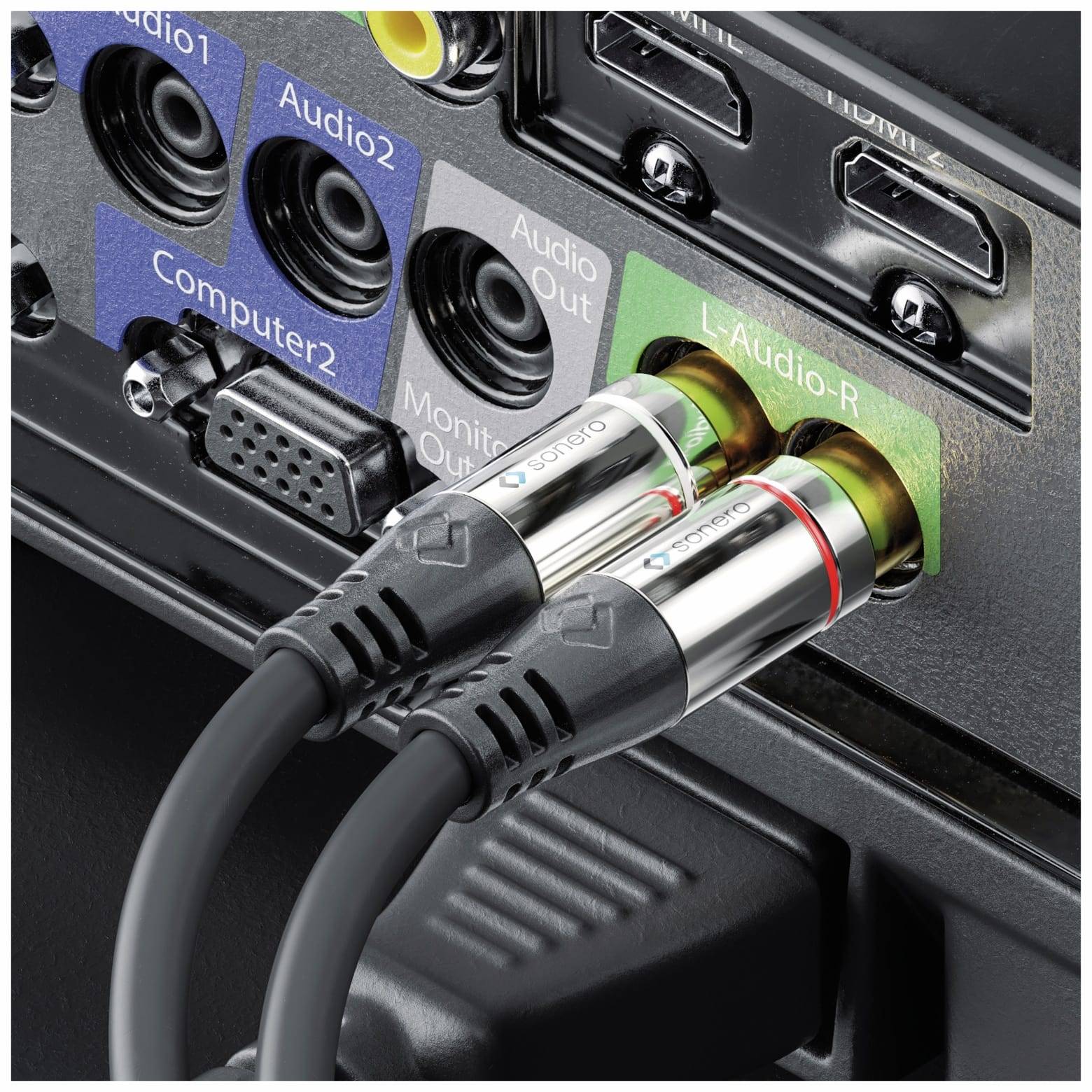 SONERO Audio-Adapterkabel Klinke/Cinch, 3,5 mm, Stereo, 1,50 m, schwarz