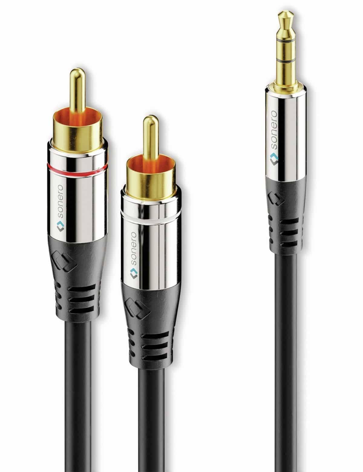 SONERO Audio-Adapterkabel Klinke/Cinch, 3,5 mm, Stereo, 1,50 m, schwarz