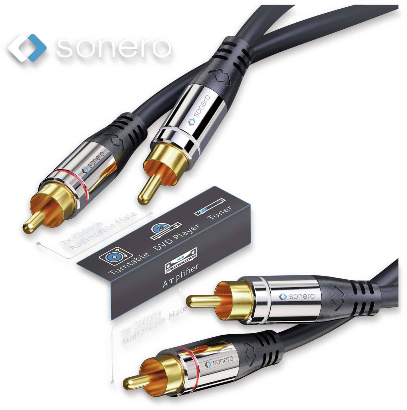 SONERO Cinchkabel Stereo, 2,00 m, schwarz