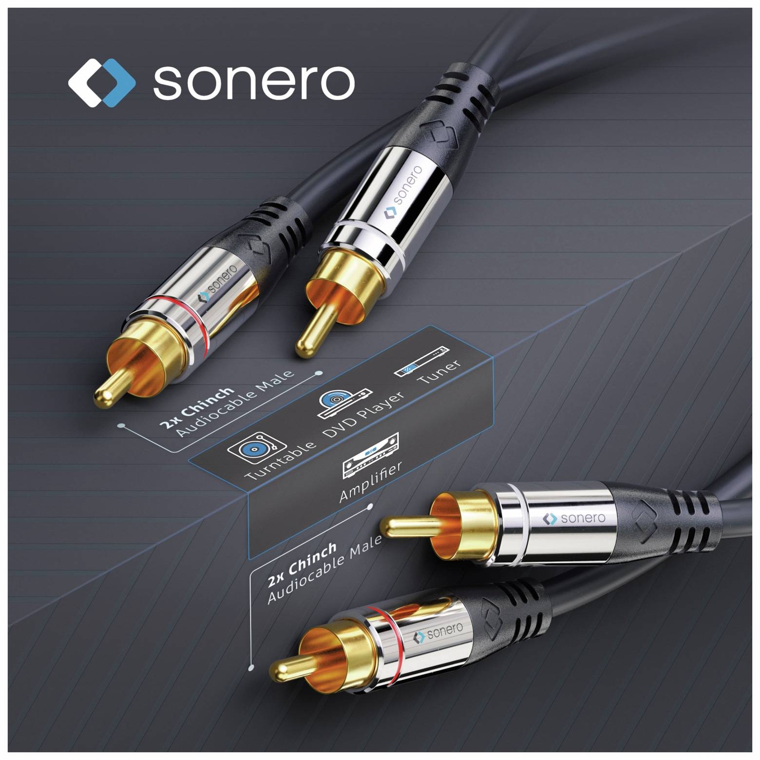 SONERO Cinchkabel Stereo, 5,00 m, schwarz
