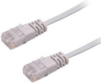Ein weißes Ethernet-Kabel mit zwei RJ-45-Steckern an jedem Ende.