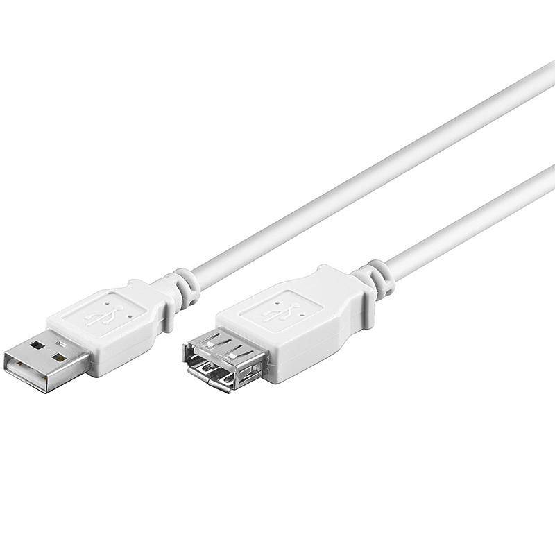 USB 2.0 Hi-Speed Verlängerungskabel A Stecker  A Buchse weiß - Länge: 0,30 m