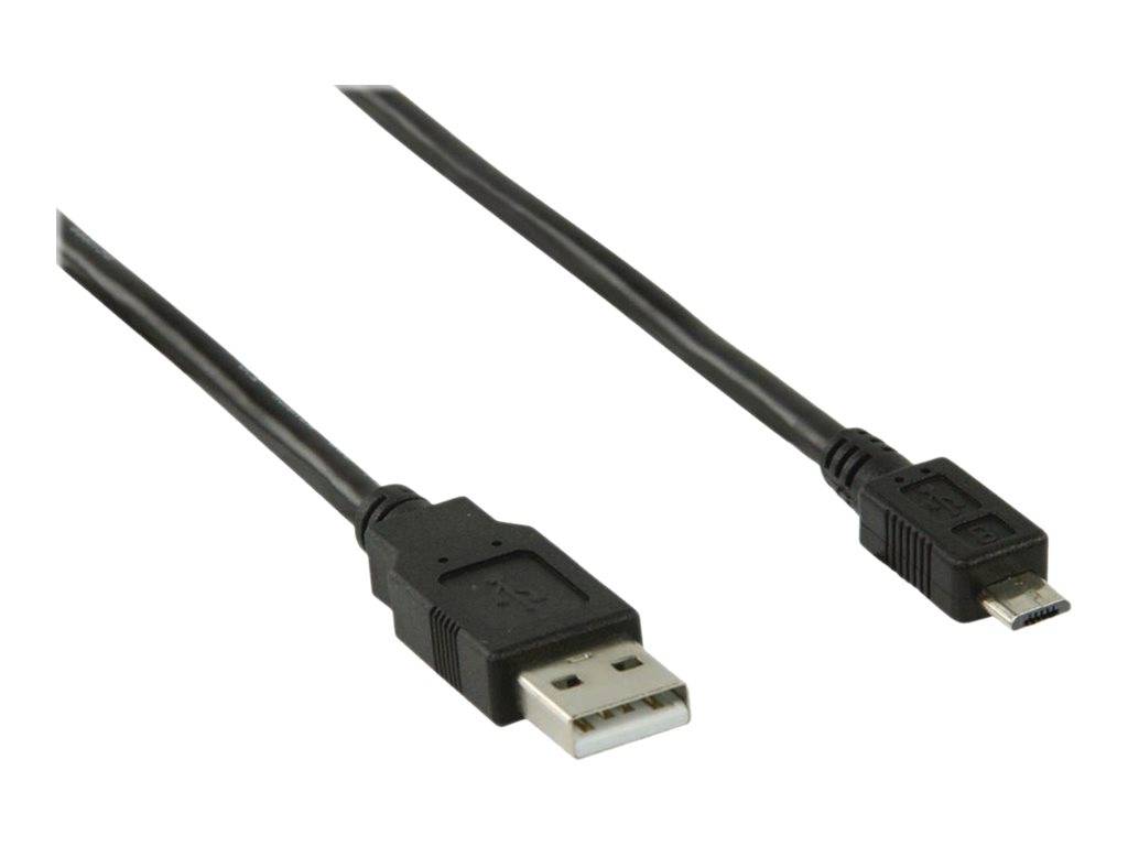 Ein schwarzes USB-Kabel mit einem Standard-USB-A-Anschluss, das zum Verbinden von Geräten mit Computern und zum Übertragen von Daten verwendet wird.